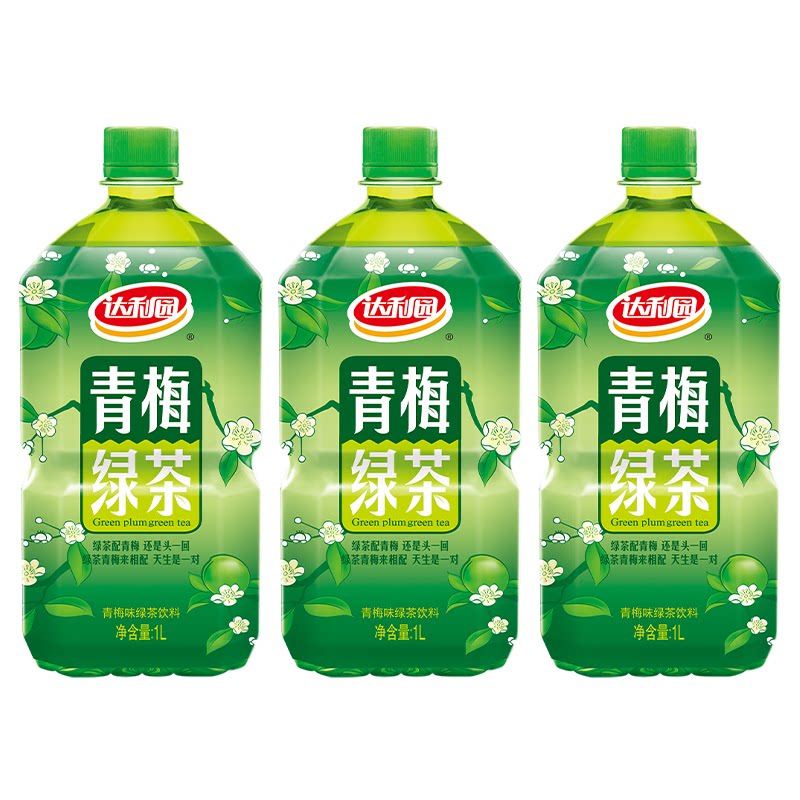 饮料青梅绿茶达利园1L大瓶装整箱火锅年货果味茶解渴囤货青梅茶图片