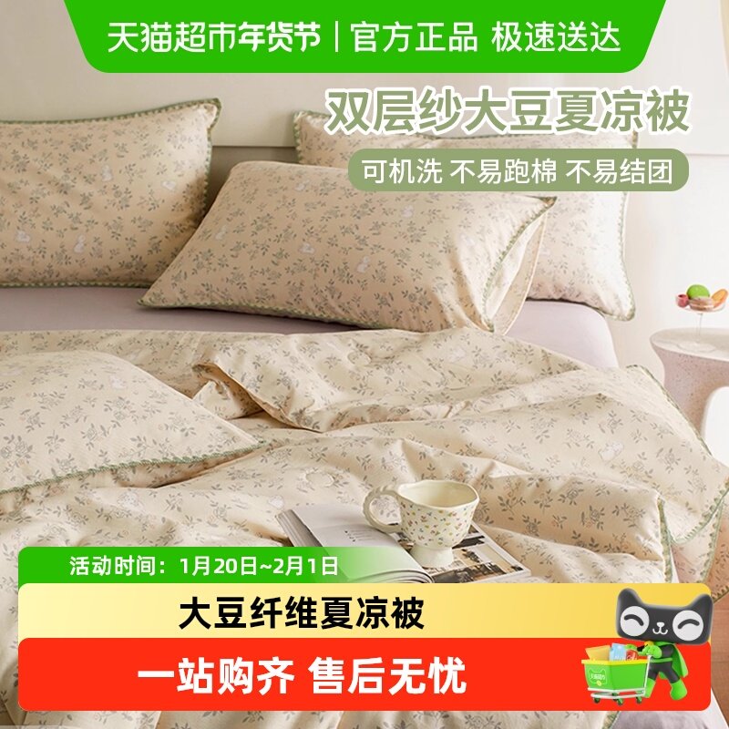 大豆纤维夏被双层纱夏凉被学生宿舍单双人空调被夏季薄被子可机洗,床上用品,化纤被,淘宝优惠券,粉丝福利购,淘宝优惠卷