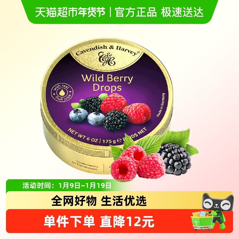 德国嘉云糖什锦浆果味水果硬糖175g*2罐喜糖糖果零食糖果年货