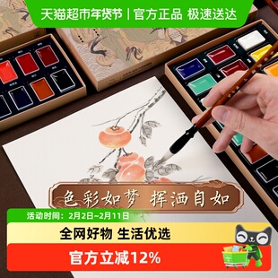古彩固体国画颜料中国画初学者工具水墨画用品老师推荐绘画水墨画