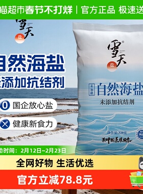雪天无碘天然海盐食用海盐粒320g*40包专用无抗结剂细盐食用盐