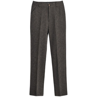 秋冬新款百搭高腰女裤人字纹西裤