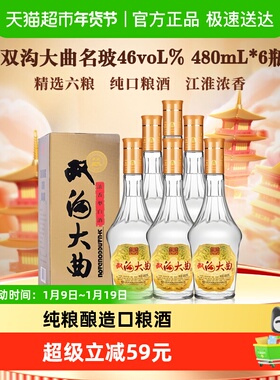 双沟大曲名玻46度480mlX6瓶浓香型白酒整箱装口粮酒