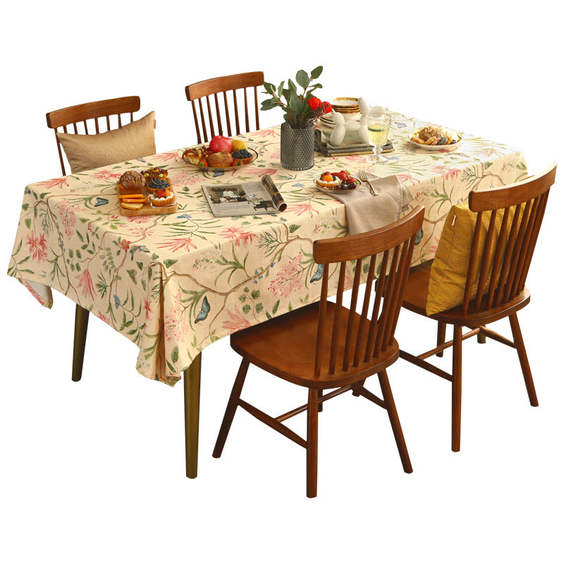 餐桌布台盖布美式轻奢印花花鸟家用棉餐圆方桌布旗茶几布欧式现代