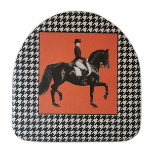 现代千鸟格马蹄形皮椅餐椅坐垫美式轻奢风橙色沙发菠萝椅垫有弧度