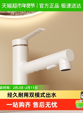 卡贝抽拉式水龙头龙头洗脸盆冷热水白色洗手盆卫生间创意面盆台盆