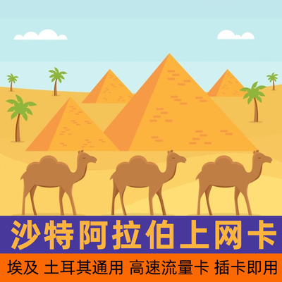 沙特电话卡流量卡埃及土耳其通用开罗旅游4G高速流量手机上网卡