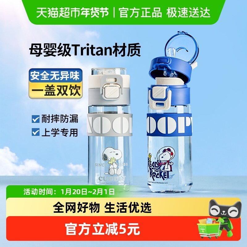 史努比儿童水杯夏天男孩吸管水杯幼儿园小学生上学专用直双饮水壶,餐饮具,吸管杯,淘宝优惠券,粉丝福利购,淘宝优惠卷