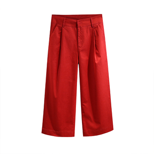 高腰弹力牛仔阔腿8分裤女春夏新款宽松百搭薄款直筒休闲九分裤子