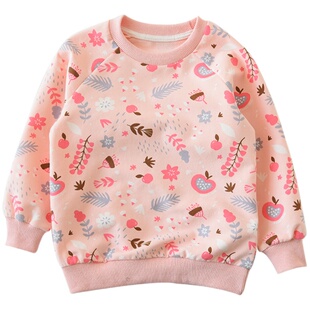 春天来啦女童纯棉碎花卫衣 儿童圆领上衣春秋装新款