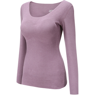 带胸垫保暖内衣女士长袖德绒自发热打底衫秋冬季加厚加绒无痕上衣