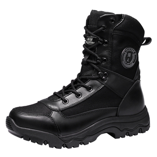 强人3515训练靴男防刺穿战术靴黑色沙漠靴户外靴高帮登山鞋战训靴