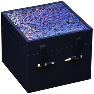 新款花纹面锦盒宜兴紫砂壶瓷器包装盒高档布盒建盏杯子礼品盒订