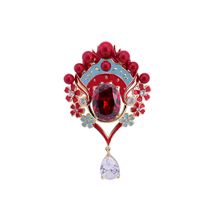 脸谱胸针中国风刀马旦胸花个性大气民族风水晶配饰女新年高档礼物