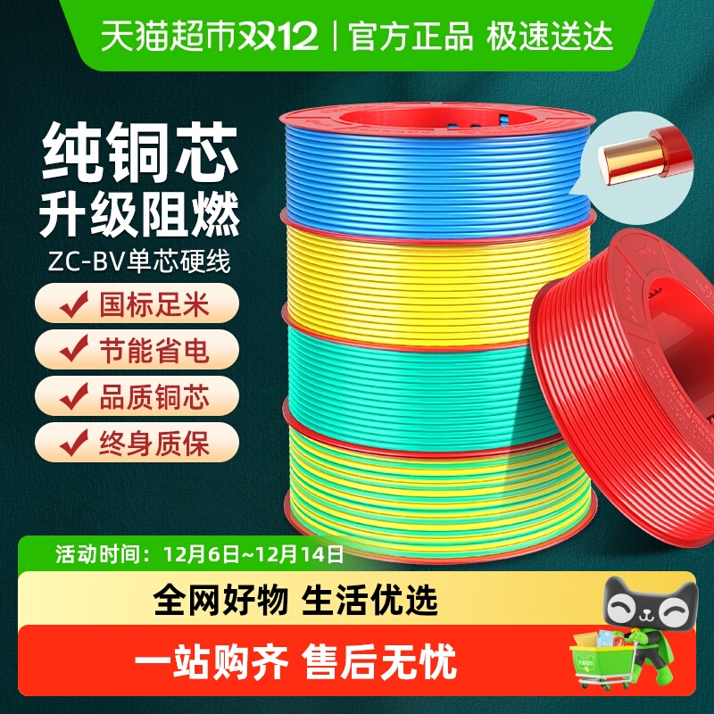 德力西阻燃bv单芯硬线铜芯电线