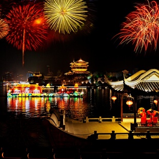 [凤城河画舫游船-夜游船票]泰州古盐运河码头夜游船票原码头上下