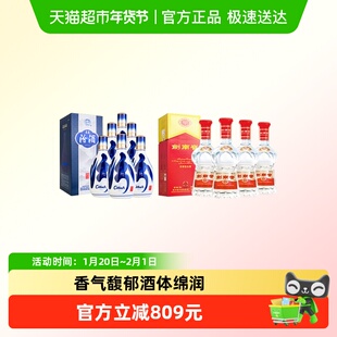 汾酒53度青花20白酒整箱500ml*6瓶+52度剑南春水晶剑500ml*4瓶