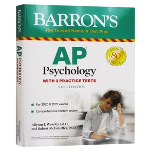 英文原版 巴朗AP心理学 新版 Barron's AP Psychology With 3 Practice Tests 英语AP心理学指南考试用书