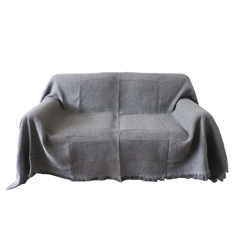 纯色简约现代沙发套棉线坐垫双人