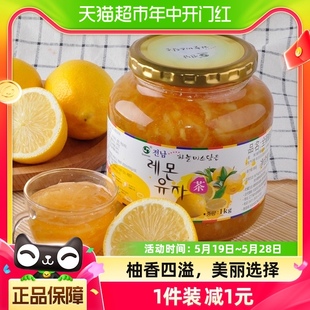 韩国进口全南蜂蜜柠檬柚子茶清晰果肉1kg 1方便冲调酸甜聚会果茶