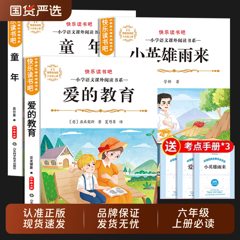 全套3册 童年爱的教育和小英雄雨来六年级上册必读正版的课外书高尔
