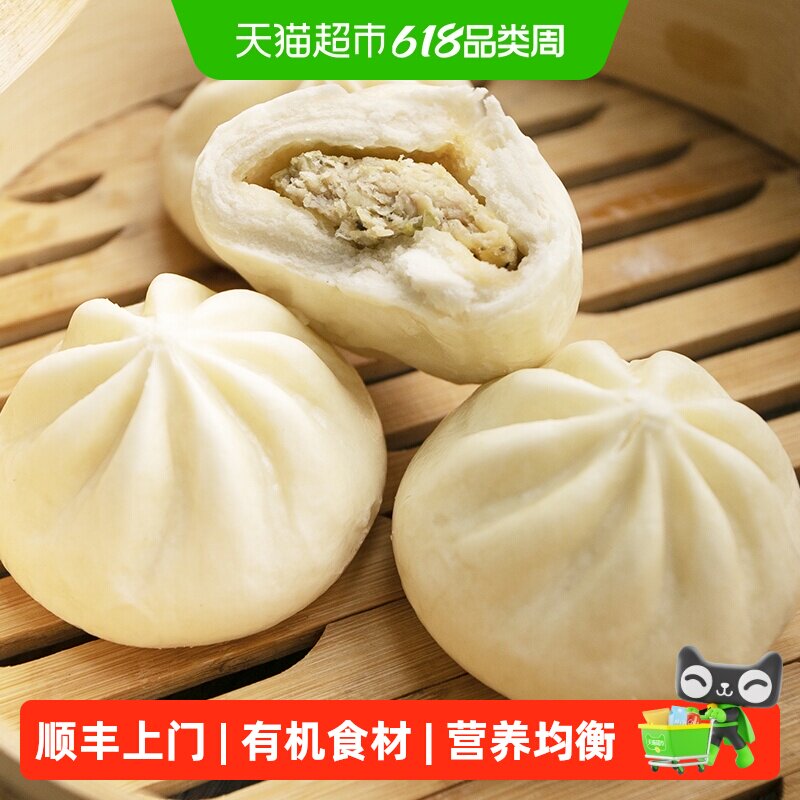 顺丰上门九洲丰园儿童早餐速冻肉包子有机和风蒸包便捷幼儿园加热
