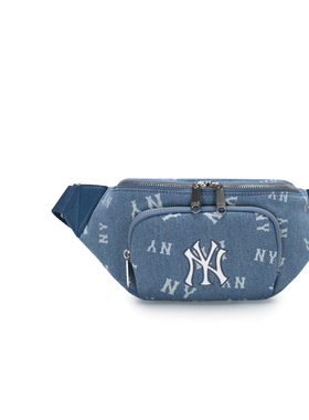 【自营】MLB腰包男女包 靛蓝色休闲包便携复古潮流胸包3AHSM034N