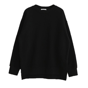 前短后长紫色卫衣女开叉韩版宽松大码ins休闲长袖圆领套头上衣