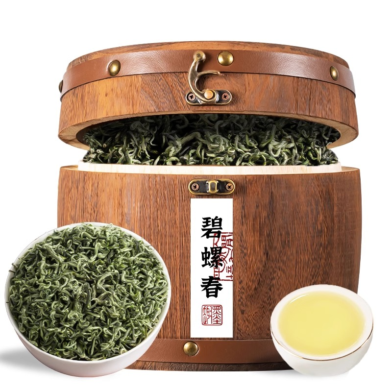 和兮碧螺春浓香型明前头采新茶嫩芽炒青茶叶木桶装自己喝绿茶500g