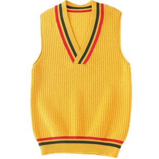 儿童背心女童春秋款学院风中大童针织马甲初中生毛衣毛线坎肩背心