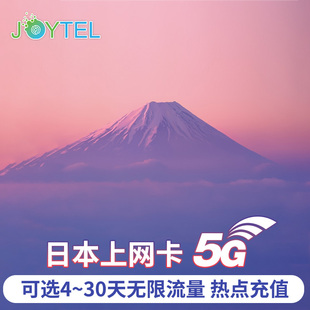 日本电话卡5G 30天无限流量上网卡东京旅游SIM卡 4G手机可选7