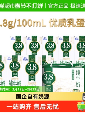 华山牧高原沙漠3.8g蛋白纯牛奶高钙牛奶整箱200g*10盒营养早餐奶