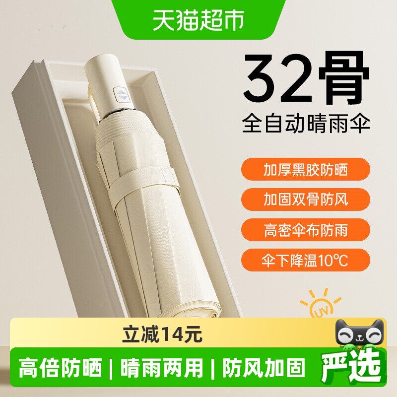 天玮伞业双龙骨UPF50冰晶晴雨伞图片