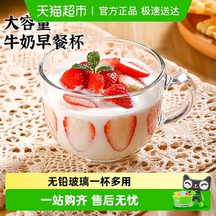 彩界燕麦早餐杯大容量牛奶咖啡杯玻璃杯家用办公室喝水杯花茶杯