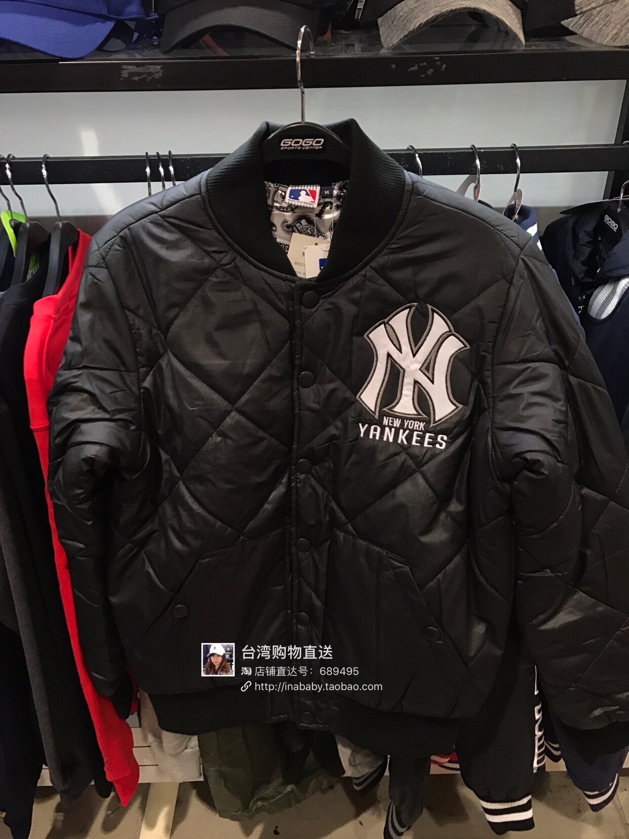 中国台湾专柜采购MLB 洋基队男士棒球服修身夹棉夹克上衣外套