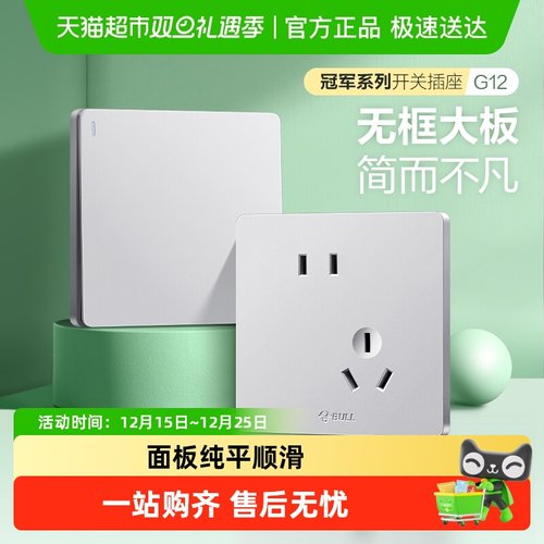 公牛单控/多孔G12银墙壁开关插座