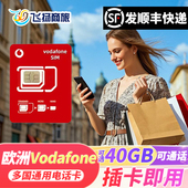 vodafone欧洲多国通用5G 4G电话卡法国流量手机上网卡欧盟旅游卡