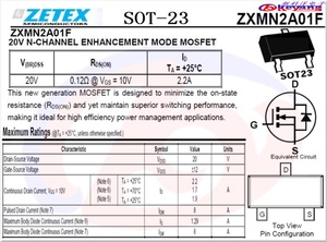 ZXMN2A01F  SOT-23 MOSFET
