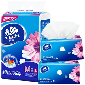 维达超韧抽纸3层150抽3包M码纸巾餐巾纸面巾纸