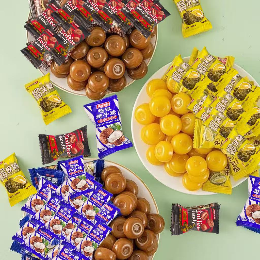 椰子糖榴莲糖咖啡糖水果糖硬糖散装糖果休闲零食糖果