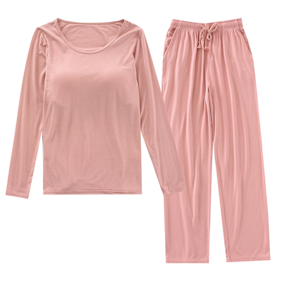 莫代尔长袖长裤宽松免文胸家居服