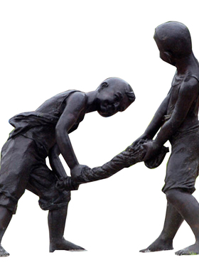 玻璃钢童趣小孩洗衣服城市仿铜