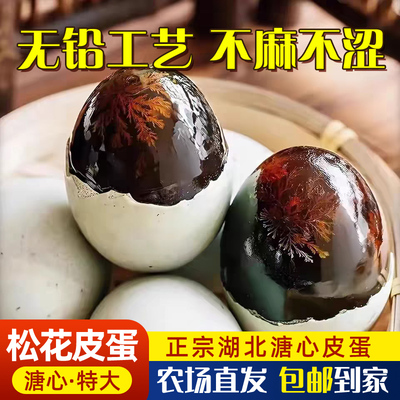皮蛋正宗鄱阳湖松花蛋30枚无铅工艺大号散养鸭变蛋不麻不涩溏心蛋