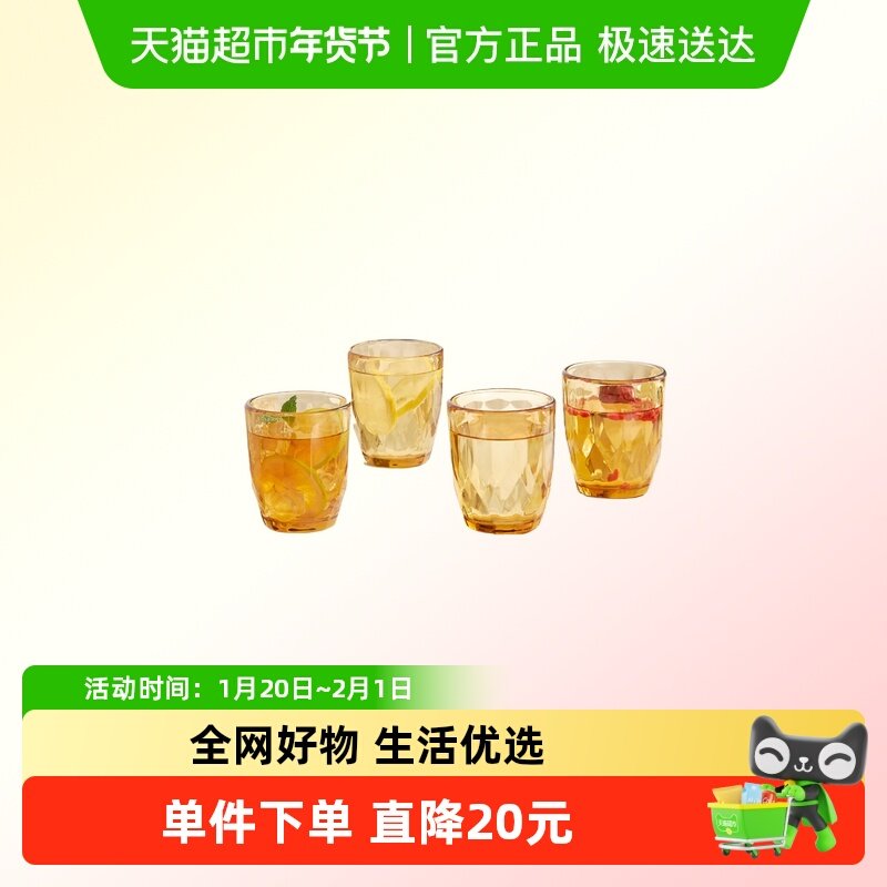 康宁VISIONS玻璃水杯家用加厚轻奢高级感高硼硅玻璃杯四件套