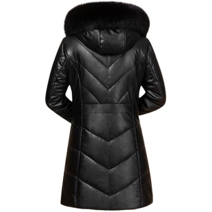 冬装新款加厚中老年女装皮衣棉服中长款大码中年妈妈装皮棉袄外套