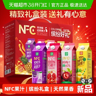养益君NFC果汁礼盒石榴汁杨梅汁菠萝汁桑葚汁过年货节饮料1L*4瓶