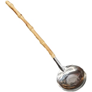 日式木柄汤勺漏勺防烫隔热家用304不锈钢汤壳加厚长柄勺子火锅勺