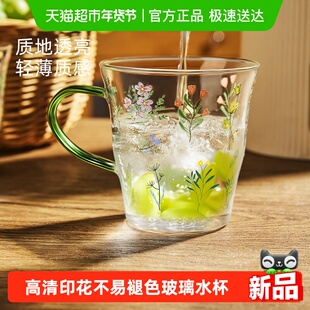 欣美雅高硼硅玻璃杯女高颜值水杯家用咖啡杯办公室茶杯带把手杯子