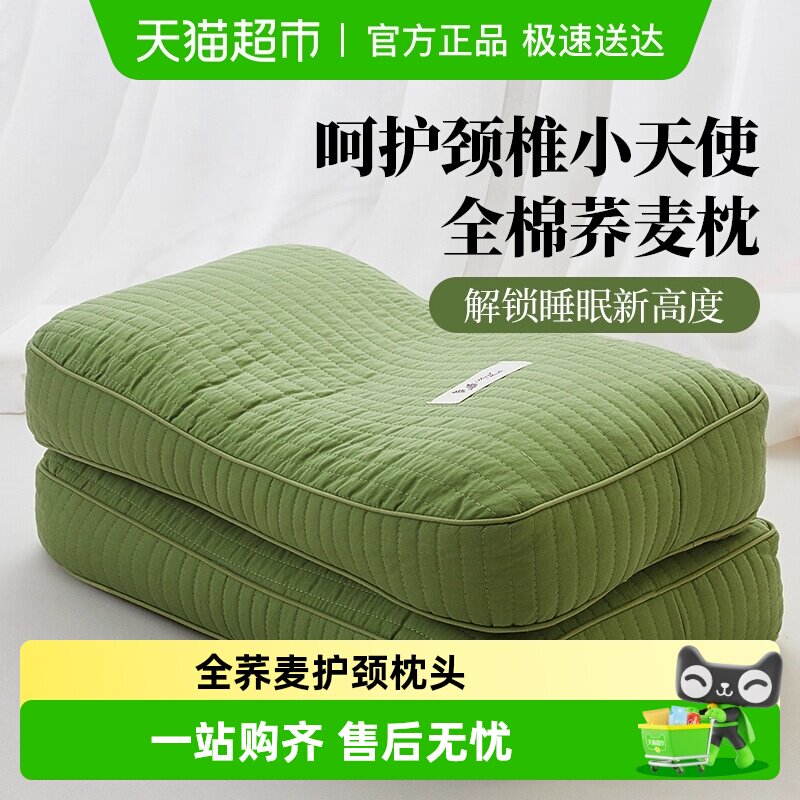 全荞麦皮壳枕头护颈椎助睡眠成人男决明子枕芯硬小整头午睡办公室