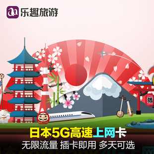 4G手机无限流量上网卡旅游sim卡5 30天 日本电话卡5G